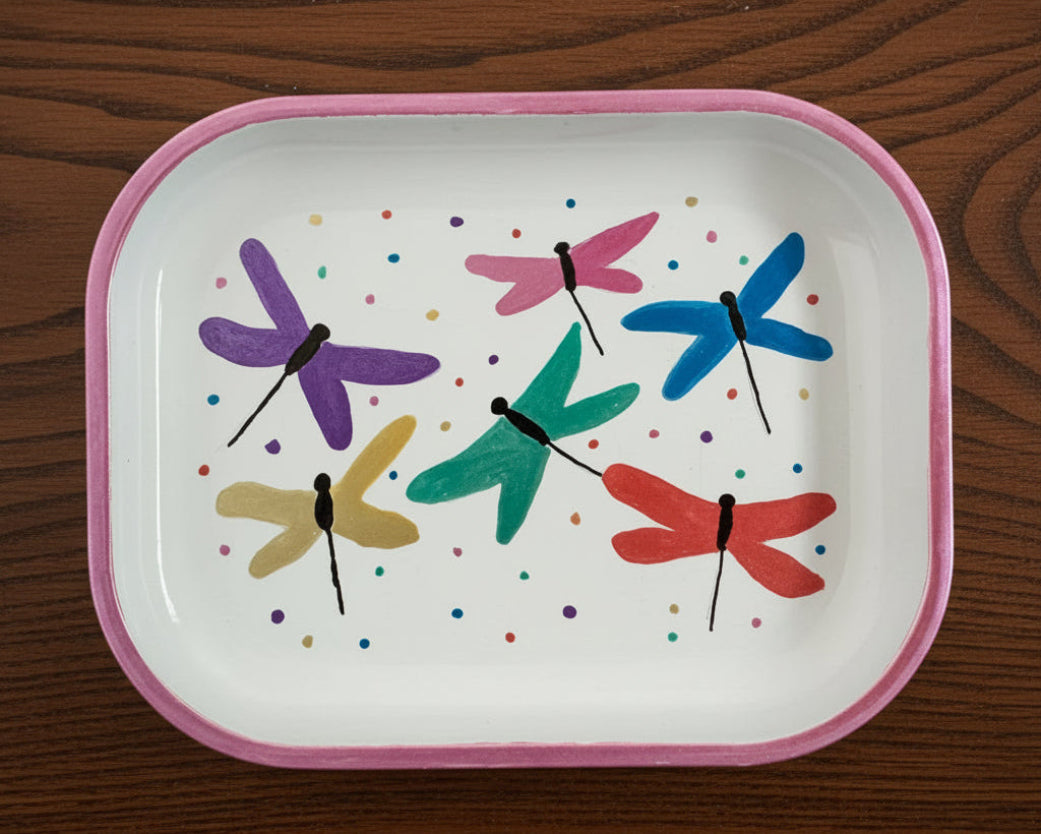 "Dragonflies" Hand-Painted Metal Rolling Tray (1-of-1)